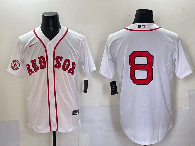 Men Boston Red Sox #8 No Name White Game 2025 Nike MLB Jersey style 005